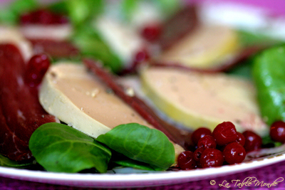 Salade de foie gras et magrets de canard
