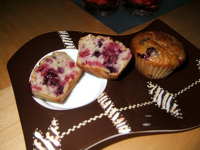 Muffins aux fruits rouges et flocons davoine, par Elise du blog Instants et Saveurs d'Elise