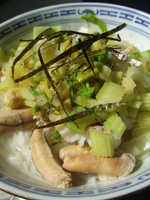 Gros bol de riz à la japonaise au céleri et au poisson, par Dianetnono